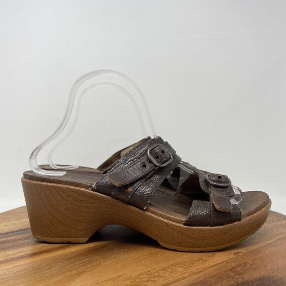 Dansko Jessie Clogs Womens Sz 40 US 9.5-10 Brown Platform Slip On Buckle Sandals - Picture 1 of 8